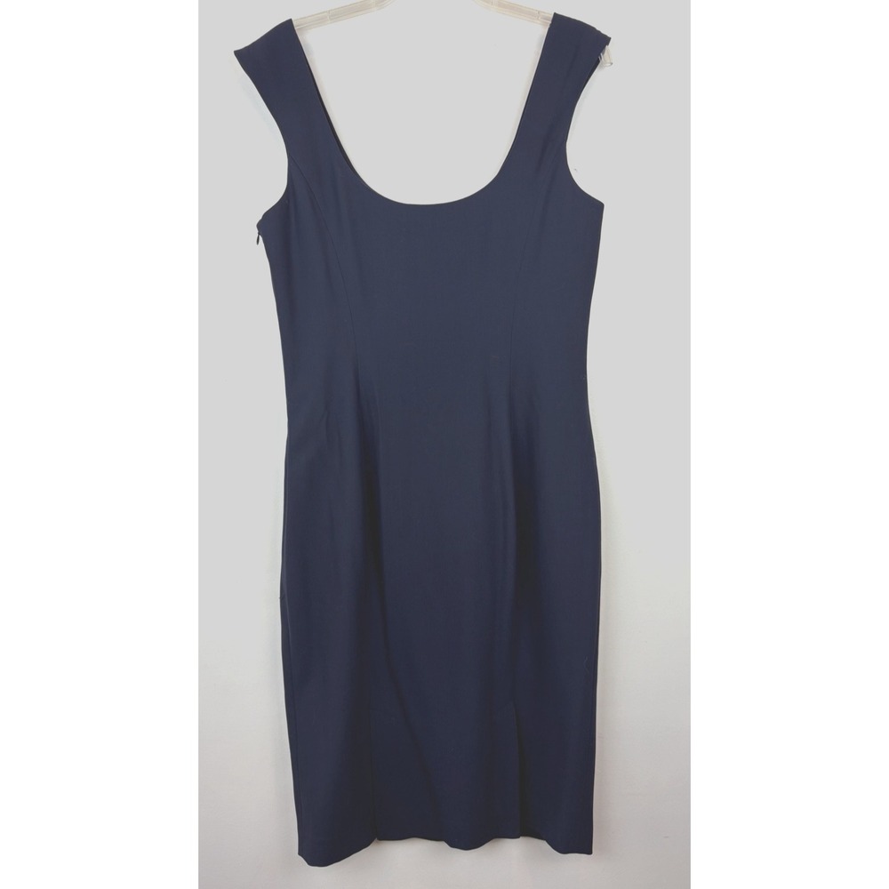 Ralph Lauren Black Label Sheath Dress Women 10 Wool Blue Career Office Old Money